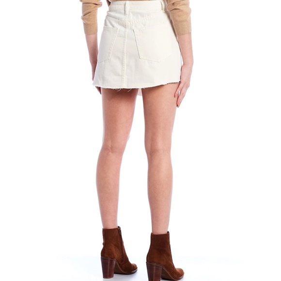 GIANNI BINI Jenn Asymmetrical Ivory Ocean Breeze Denim Distressed Skirt - Picture 3 of 3